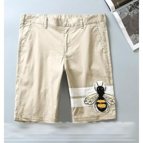 Men New Novelty High Comfortable embroidery Bee Bees Classic Striped Skateboard Street Cotton Casual Shorts #L93