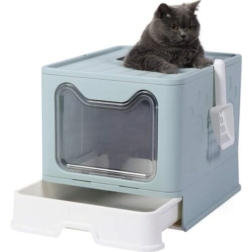 Fold Bedpan Cat Litter Box Fully Enclosed Deodorant Pet Toilet with Shovel Kitten Toilet High Capacity Cat Litter Tray For Cats