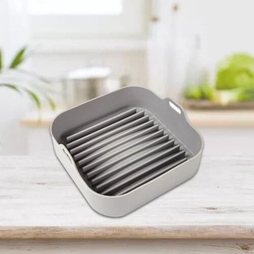 Thickened Silicone Heat-Resistant Barbecue Tray with Double Handle Fryer Baking 37MF