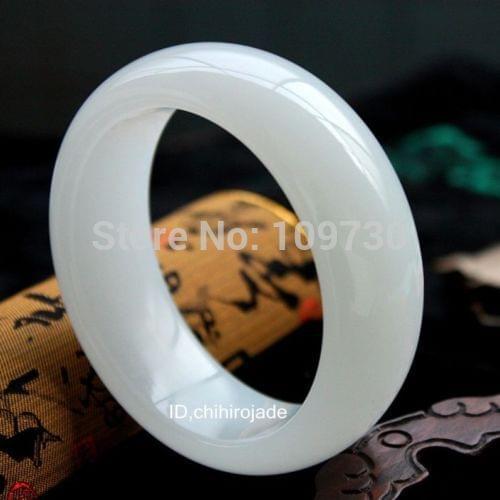 001502 Certified 100% Natural White Jade Bangle Bracelet "Handmade" 58-62mm (A0502)