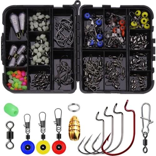 1 box of plastic Weihe 172 pieces of lure fittings set, hook fittings, combination set of Texas fishing rig fittings