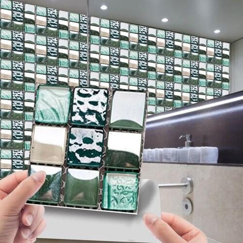 10pc 3d Crystal Tile Stickers Diy Waterproof Self-adhesive Wall Stickers Pattern Kitchen Backsplash Bathroom Wall Tile Sticker
