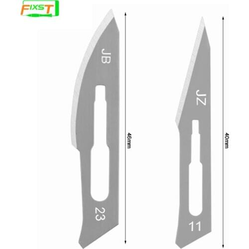 11/23 Carbon Steel Surgical Scalpel Blades + Handle DIY Cutting Tool For PCB Repair Animal Surgical Knife