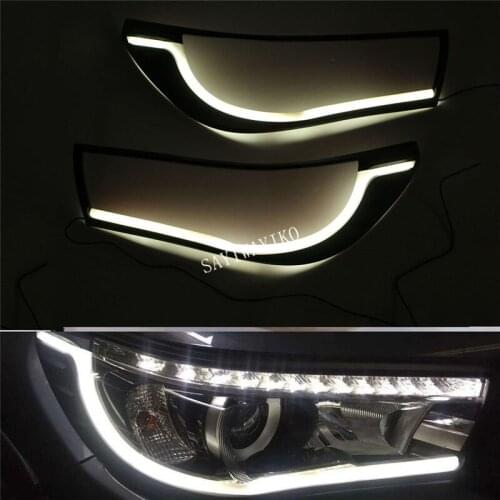 2PCS LED DRL Daytime Running Light Headlight Lamp Trim Cover Fit For Toyota Hilux Revo 2015 2016 2017 2018