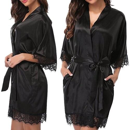 2020 Perspective Ice Silk Pajamas Two-piece Plus Size Plus Fat Nightdress Sexy Loose Lace Nightdress