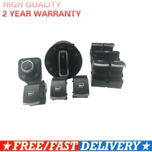 6pcs/Set Chrome Headlight Windows Mirror Switch Button 5ND959857 5ND941431B 5ND959565A 5ND959855 for VW Passat B6 Jetta Golf MK5