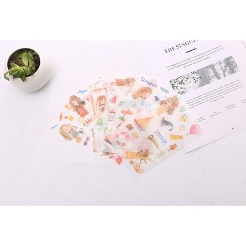 6pcs Lovely girl sticker paper diy decoration sticker for album scrapbooking stationery sticker gift for kids