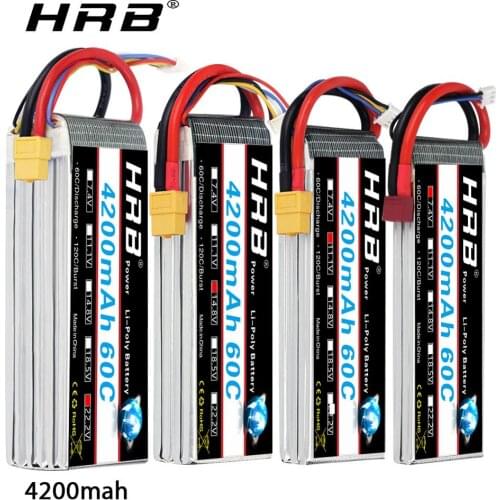 HRB 4200mAh 60C Lipo battery 2S 3S 4S 5S 6S 7.4V 11.1V 14.8V 18.5V 22.2V MAX 120C AKKU For four axi Helicopter RC Car Airplane