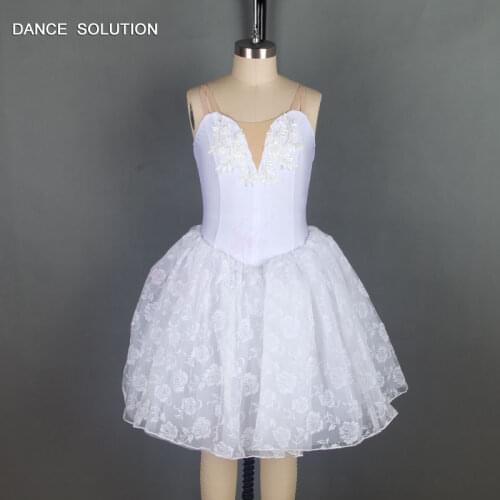 White Spandex Unitard with Applique and Long Tulle Skirt Swan Lake Performance Costumes Adult & Child Dance Ballet Tutu 16055