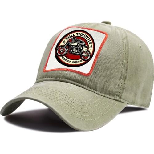 Full Throttle Cafe Racer Rockabilly Biker Sun Caps Snapback Hat Unisex Outdoor Riding Hats Breathable Unisex Cotton Baseball Cap