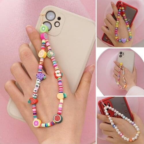 Wrist Chain For Phone Holder Summer Beach Phone Chains Cute Fruit Strap Women Colorful Mobile Phone Case Hanging Rope Key Holder