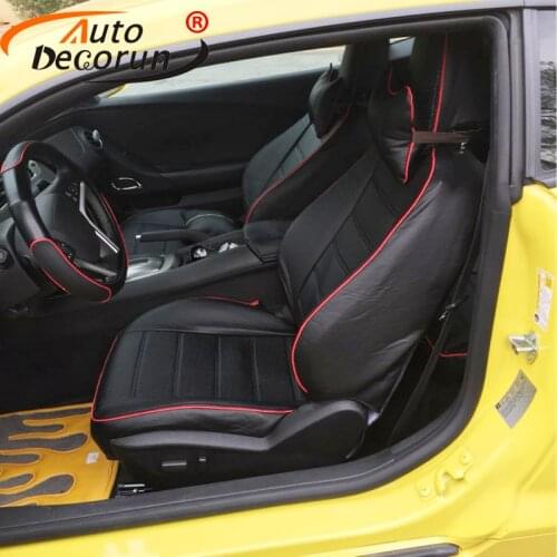 AutoDecorun Custom PU leather seat covers for Chevrolet Camaro accessories 2010 seat cover set car seat cushion supports styling