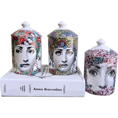 Flower Face Storage Jar Ceramic Candle Holder Incense Cup Bottle Flower Vase Pot Home Ornament Decoration Crafts