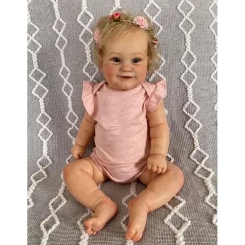D7WF 20/24’’ Baby Girl Doll Reborn Realistic Doll Infant Gift Interactive Caucasian Soft Doll with Hair Dress Blue/Brown Eyes
