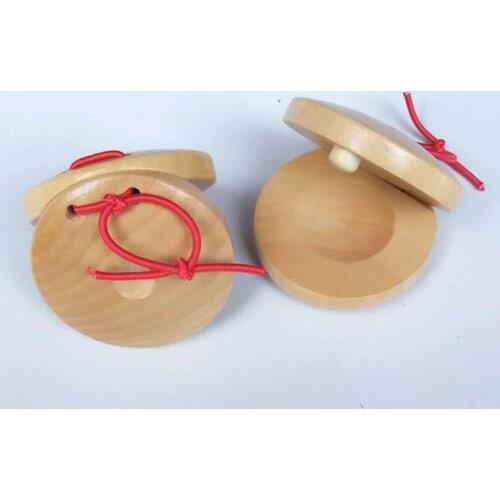 1Pc Wooden Finger Castanet Percussion Instrument Musical Educational Kids Toy