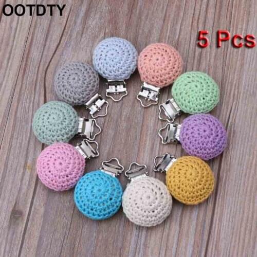 5 Pcs/Set Crochet Pacifier Clips Holder Handmade Silicone Pacifier Chains Accessories For DIY Baby Teethers