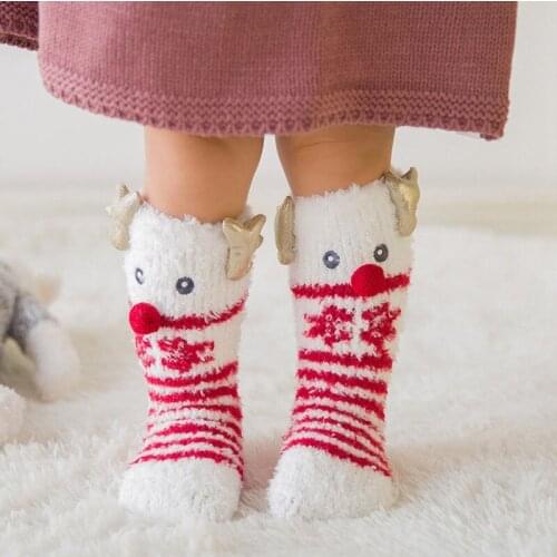Toddler Kids Baby Warm Christmas Cozy Warm Slipper Socks Novelty Stocking Girls Gift