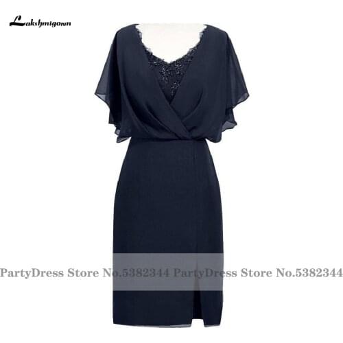 Robe Longue Elegant Women Wedding Guest Party Dress 2021 Mother of The Bride Dresses with Sleeves Knee Length Custom Made