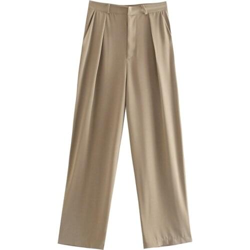 DOUJILI 2021 High Waist Ladies Office Trousers Casual Wearing Loose Pants Women Trousers Suitable For Spring And Autumn