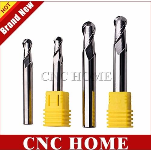 1pc R0.5 to R10 HRC55 Aluminum Ball Nose End Mill Two Flutes Metal CNC Router Bits Tungsten Carbide Aluminum Milling Cutters