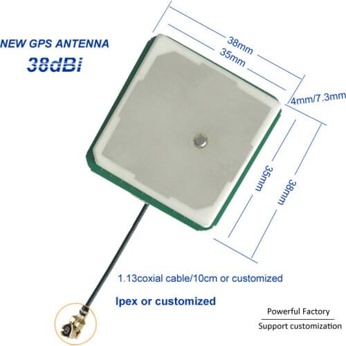 38dBi High Gain Active GPS Ipex Antenna 35*35mm ceramic BD Patch antenna 1575.42Mhz 10PCS / batch