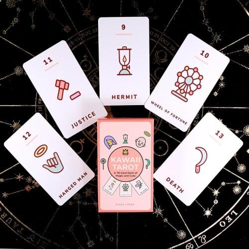 Kawaii Tarot Card DeckA 78 Cards Full Color of Magic and Cute Guide Book Game Toy Divination Board Game