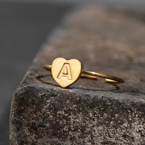 A-Z Alphabet Initial Letters Resizable Rings Stainless Steel Fashion Jewelry Party Friendship Christmas Gift Drop Shipping