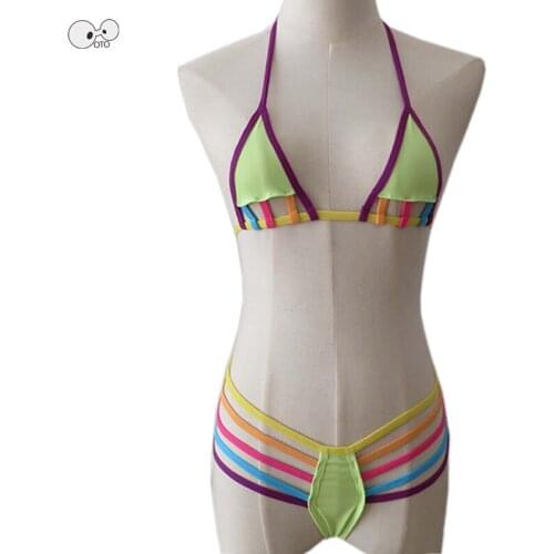 Multi Strip Extreme Sex Beach Sunbath Bikini Set Sexy Mini G-String Thong Micro Bikinis Female Swimsuit Outdoor Biquini Swimwear