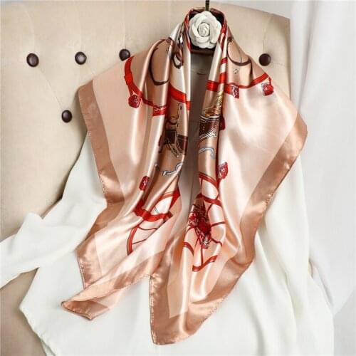 Square Scarf Fashion Silk Shawl Neckerchief Female Head Wrap For Women Satin Hair Bands Hijab Pashmina Bandana Headband 2021