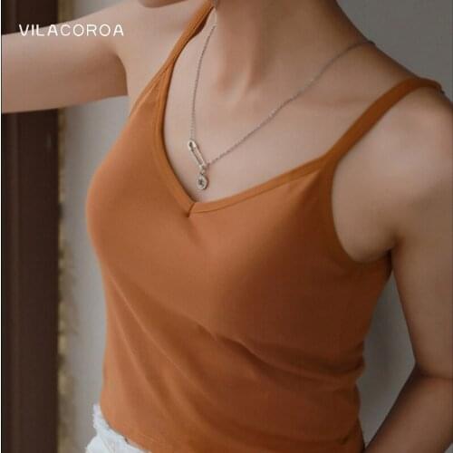 Summer Top Women Clothes Tank Femme OneShoulder VNeck Cropped Tops Blusas Solid Colors Tanks Tops Woman Sleeveless Basic Corset