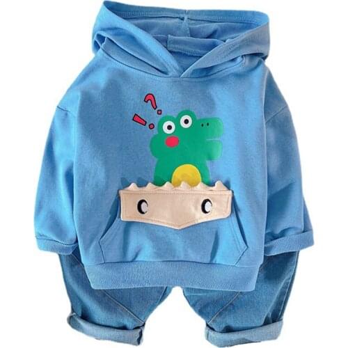 Cute Baby Girls Boys Cartoon Sets Spring Autumn 2021 New Casual Hoodie+Jeans Pant Sports Suit 0-4y Kids Tracksuit Clothing Sets