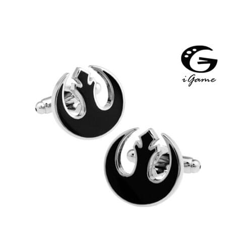 IGame Mens Cufflinks Quality Brass Material Black Rebel Design Cuff links Free Shipping