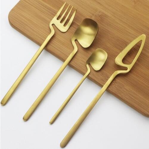 4 Colorful Matte Cutlery Set Knife Fork Spoon Dinnerware Flatware Set 18/10 Stainless Steel Tableware Set Kitchen Silverware Set