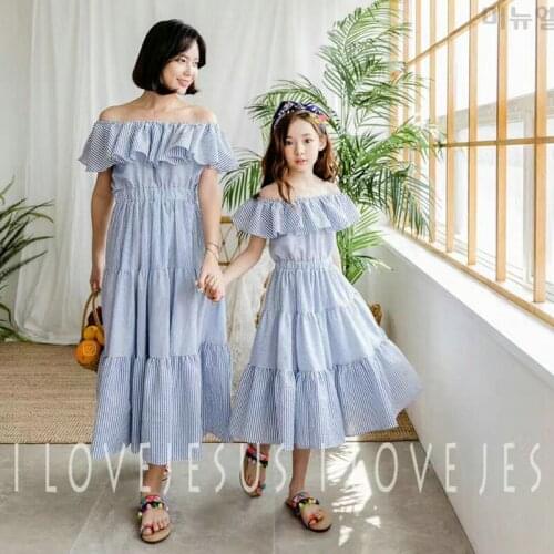 Family matching mother daughter mommy and me clothes family look girls korean clothing women summer beach dress outfits 21