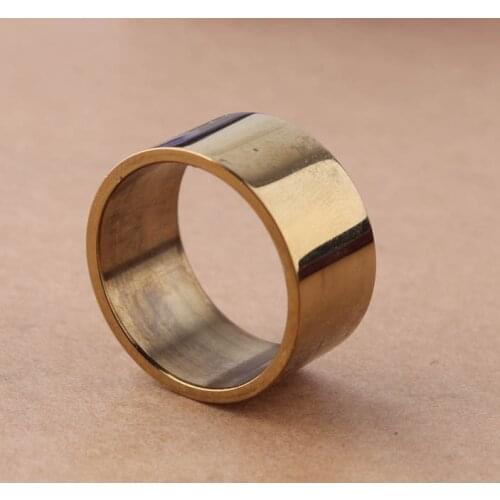 Wholesale 12mm gold rings for men 316L stainless steel ring Gold Plating Plank 1mm Width