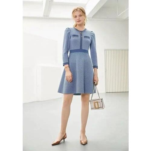 Women Dress Three Spring Quarter Sleeve Mini A-Line Solid Zipper O-Neck Elegant High Street Chic Office Lady Local Brand