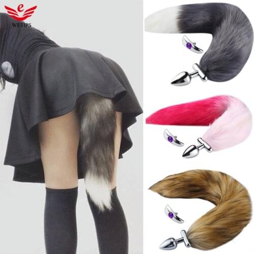 Wetips Cosplay Foxtail Plug Anal Dilator Enema Tail Plug Butt Romance Play Party Anus Expander Bidet Enema Anal Fox Tail Plug