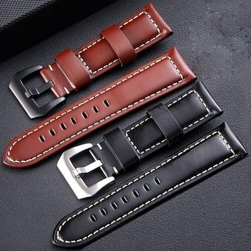 20mm 22mm 24mm 26mm New Arrival Leather Strap Bright Leather Smart Watchband Universal Replacement Watch Band for Panerai