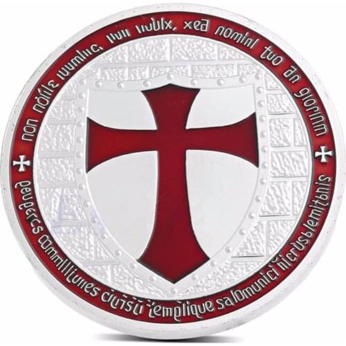 Silver Plated Knights Templar Europe Cross Token Souvenir Coin Collections