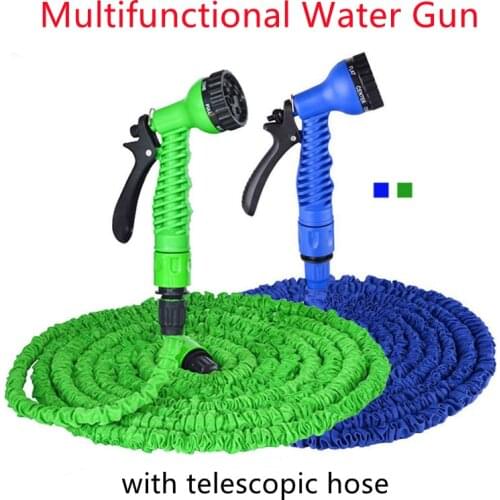Garden hose 25FT-150FT Expandable Magic Flexible Water Hose Blue Green Plastic Hoses Pipe With Spray Gun for Watering Connector