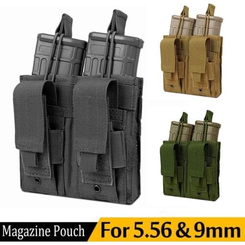 Tactical Double Molle Magazine Pouch Pistol Rifle Mag Bag 5.56mm 9mm Gun Mag Pouch Holster Glock 17 AR 15 AK 47 Hutning Bag