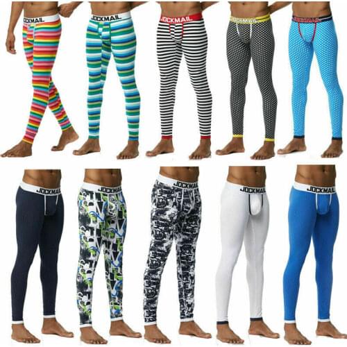 Thermal underwear Men Long Johns Thicken Sexy Mens Under Pants Bottoms Pajama Low Rise Tight Legging Pouch Warm Long Johns