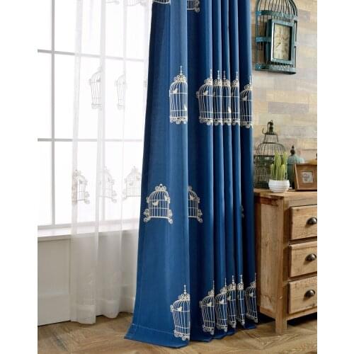 Bird Cage Embroidered Tulle Curtains For Living Room Pastoral Blackout Curtain For Children Rideaux Pour Le Salon Cortinas