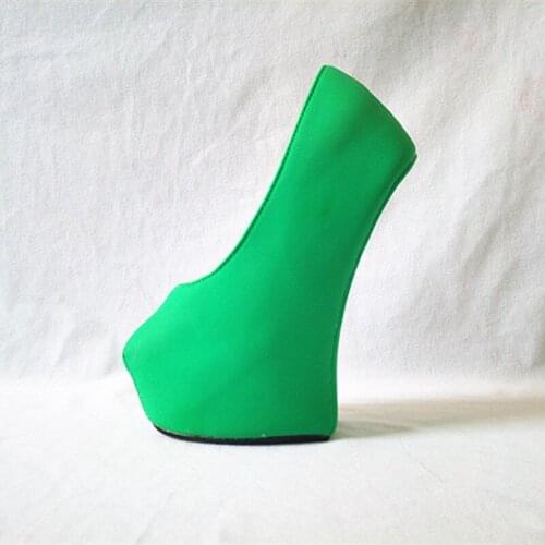 Womens Shoes 7.87in Heel Height Sexy PU Round Toe Hoof Heel Platform Pumps High Heels US size 6-14 No.WG10-1