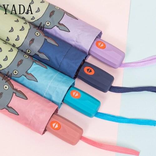 YADA Cute Design Cartoon Totoro Pattern Folding Rainy Automatic Umbrella Anti-UV Girls Gift Lovely Animal Umbrella Female YD058
