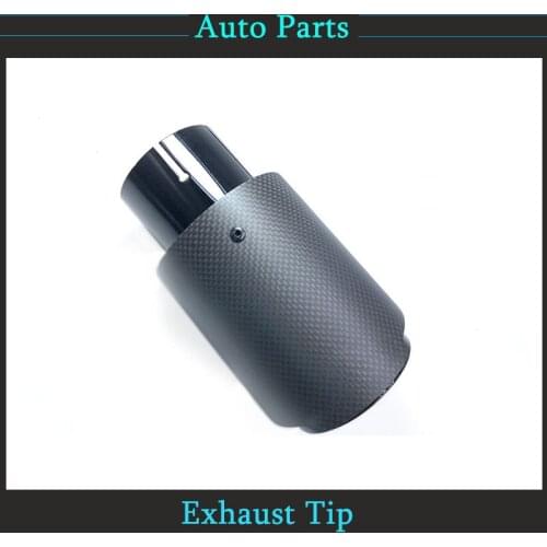 1Piece Car Matte Carbon Fibre Exhaust System Muffler Pipe Tip Straight Universal Black Stainless Mufflers Accessories