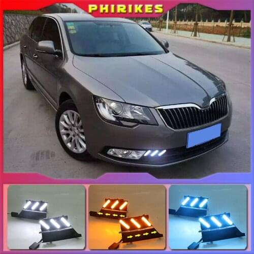 2PCS Super Brightness Car DRL Lamp 12V Waterproof ABS LED Daytime Running Light For Skoda Superb 2013-2015