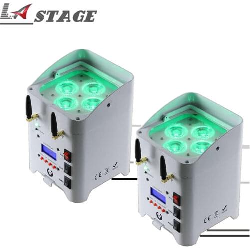 Free Shipping Power Wireless Battery 4x6W RGBWA UV Led Par Light DJ Uplights DMX 9 Channel 25 Degree