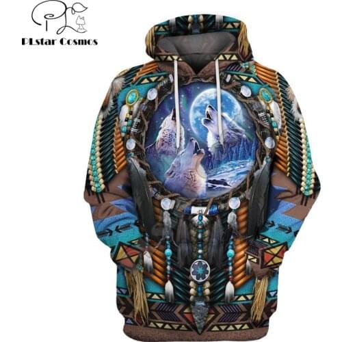 2019 Fashion Bohemia style Hoodie Native Pattern Wolf Dreamcatcher 3D Print hoodies Unisex Harajuku streetwear sudadera hombre