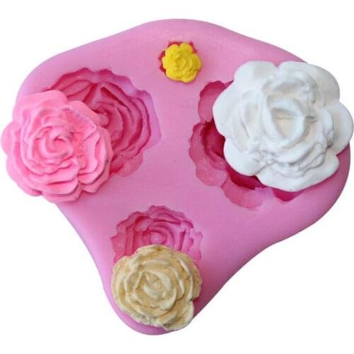 4 Roses Cake Mold Silicone Baking Tools Kitchen Accessories Decorations For Cakes Fondant Chocolates D009